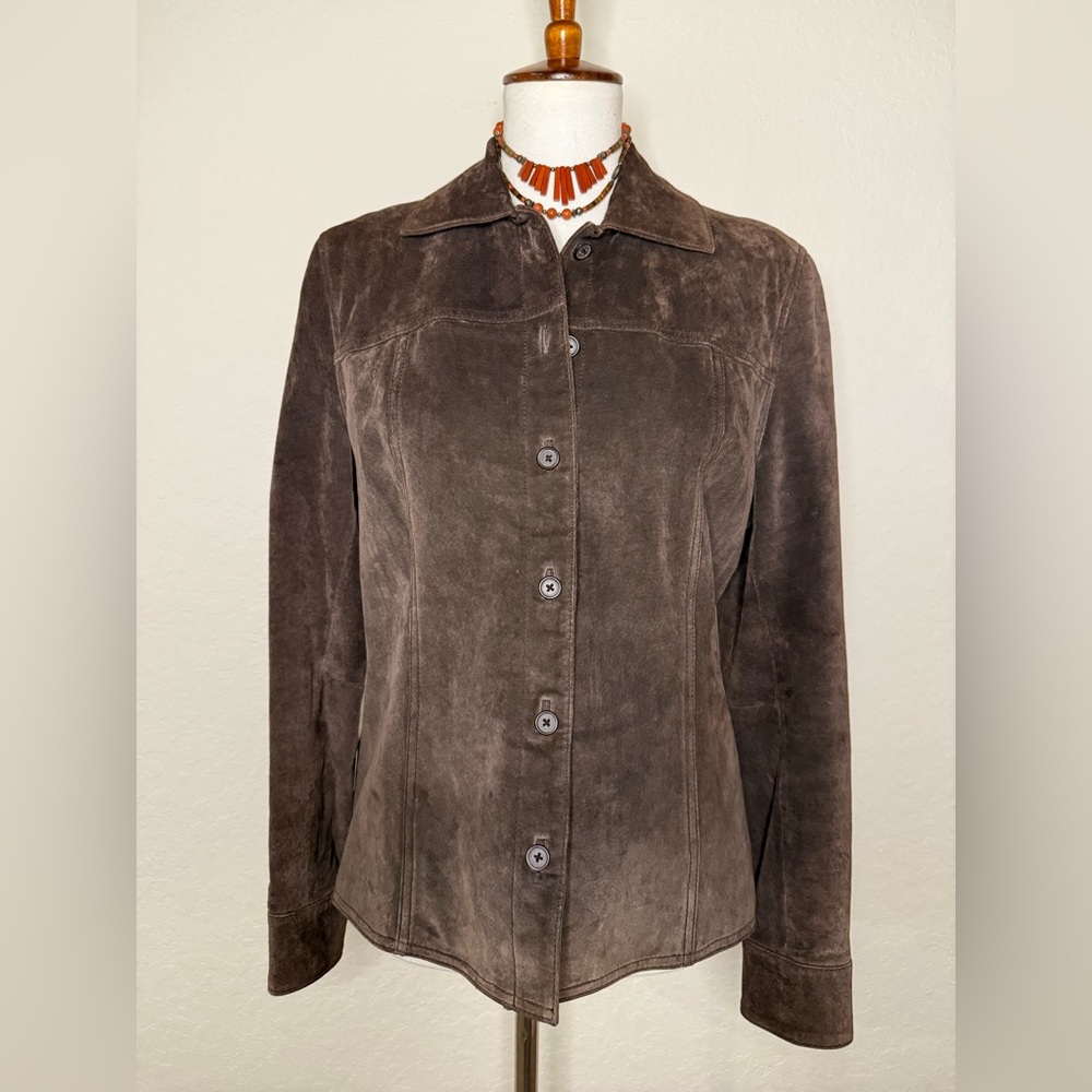 Women's Vintage Brown Cherokee Brown Genuine leather Shirt Jacket